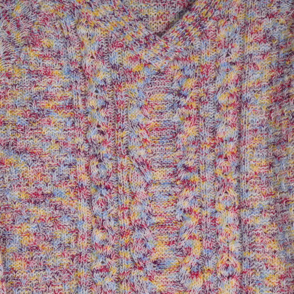 Time Tru Tunic Sweater Women XXL Pastel Cable Knit V Neck Boho Cozy Soft Girl - Picture 6 of 8